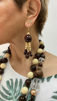 DANGLE WOOD EARRINGS BROWN WOOD