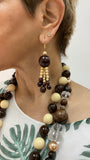 DANGLE WOOD EARRINGS BROWN WOOD