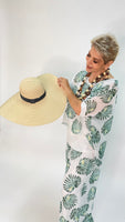 Straw Oversized Floppy Lace Hat- Ivory