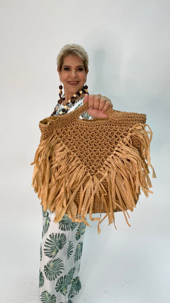 Raffia Paper Fringes Handbag