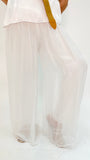 Silk Palazzo Solid Color Pants -White