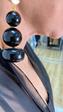 THREE DROP BALL EARRINGS BLACK DROP