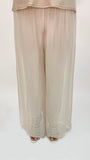 Silk Palazzo Solid Color Pants -Beige