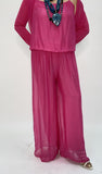 Silk Sleeveless Jumpsuit -Fuchsia