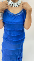 Silk Sleeveless Shirt-Royal Blue