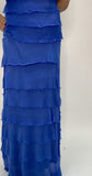 Silk Ruffle Long Skirt-Royal Blue