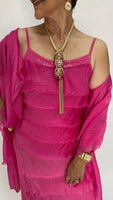 Silk Sleeveless Shirt-Fuchsia