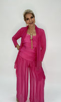 Silk Palazzo Solid Color Pants -Fuchsia