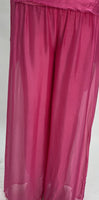 Silk Palazzo Solid Color Pants -Fuchsia