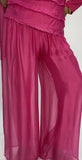 Silk Palazzo Solid Color Pants -Fuchsia