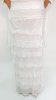 Silk Ruffle Long Skirt-White