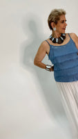 Silk Sleeveless Shirt-Denim Blue