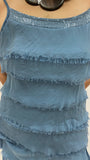 Silk Sleeveless Shirt-Denim Blue