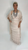 Silk Ruffle Long Skirt-Beige