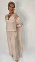 Silk Sleeveless Jumpsuit - Beige