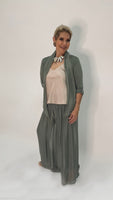 Silk Palazzo Solid Color Pants - Olive Green