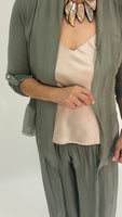 Silk Crop Cardigan - Olive Green