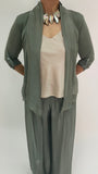 Silk Crop Cardigan - Olive Green