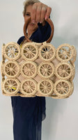 Straw Flower Handbag-Beige