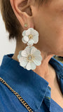 Duo White Flowers Earrings