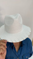 Straw Pearls Hat - White