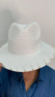 Straw Pearls Hat - White