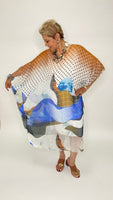 Abstract Print Kaftan Dress