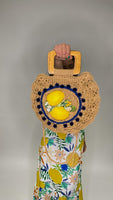 Lemon Round Raffia Handbag