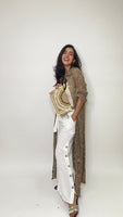 Lace Button Down Long Cardigan-Taupe