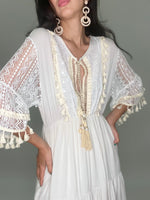 Boho Chic Lace Short Dress-White