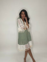 Boho Chic Lace Short Dress-Sage