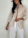 Linen Lace Back Blazer-Taupe