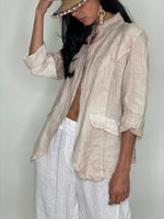 Linen Lace Back Blazer-Taupe