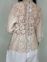 Linen Lace Back Blazer-Taupe