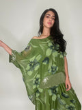 Silk Flower Print Blouse-Green