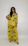 Silk Flower Print Blouse-Yellow