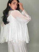 Empire Style Silk Blouse-White