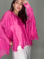 Empire Style Silk Blouse-Fuchsia