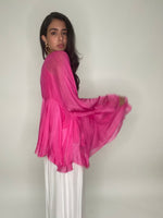 Empire Style Silk Blouse-Fuchsia