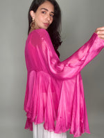 Empire Style Silk Blouse-Fuchsia