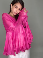 Empire Style Silk Blouse-Fuchsia