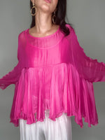 Empire Style Silk Blouse-Fuchsia