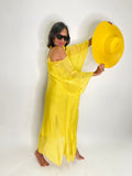 Silk Long Kaftan Dress-Yellow