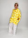 Polka Dot Linen Poncho Blouse-Yellow