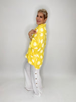 Polka Dot Linen Poncho Blouse-Yellow