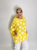 Polka Dot Linen Poncho Blouse-Yellow