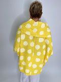 Polka Dot Linen Poncho Blouse-Yellow