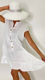 Linen Short Dress-White