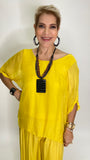 Silk Open Back Blouse-Yellow