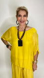 Silk Open Back Blouse-Yellow